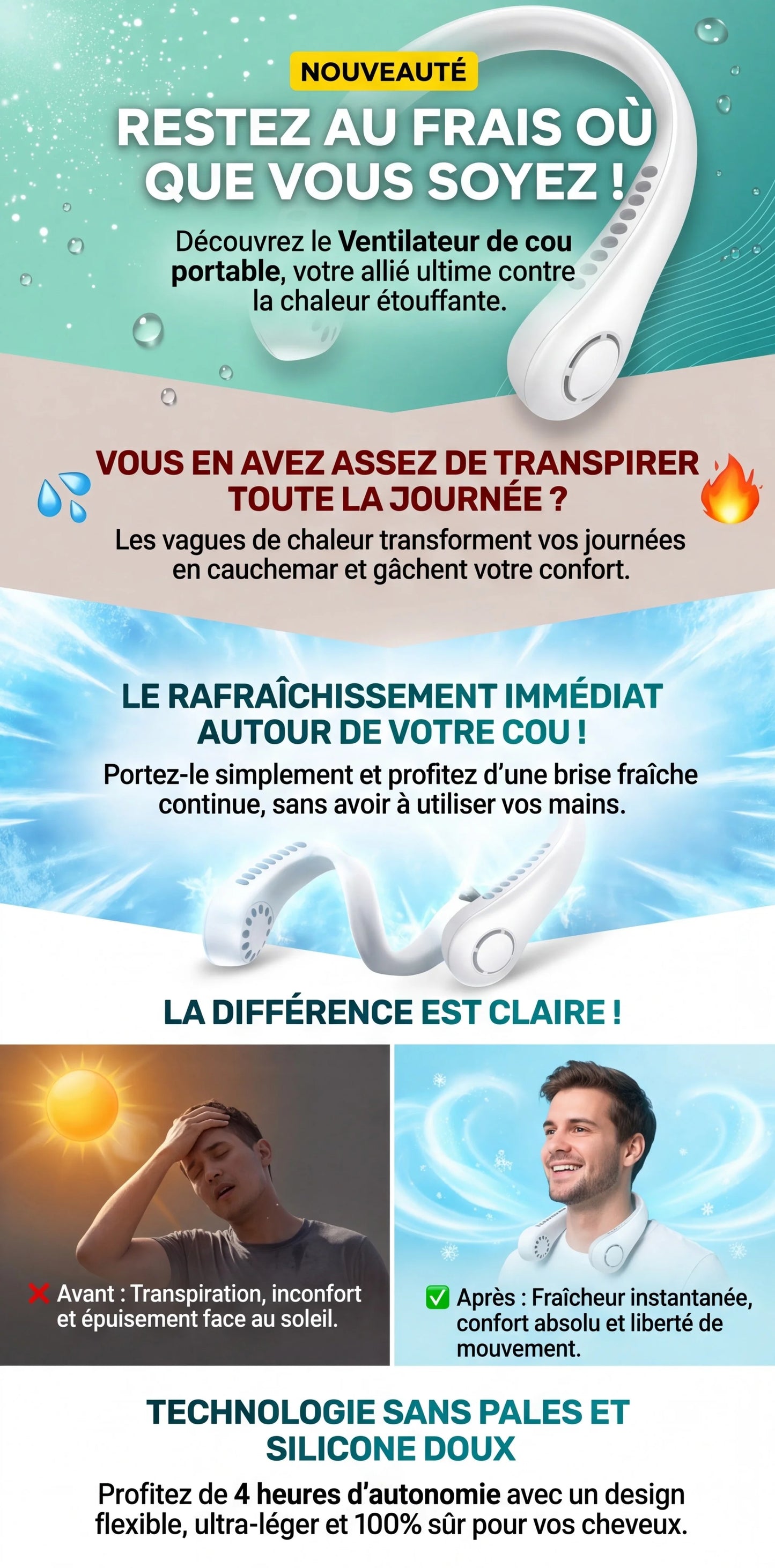 Ventilateur de cou portable