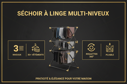 Infographie caractéristiques étendoir multi-niveaux MODERN LIFE